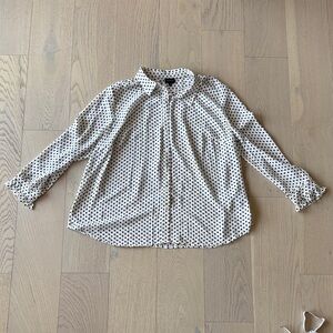 Who What Wear Black and White Polka Dot Button Down Shirt